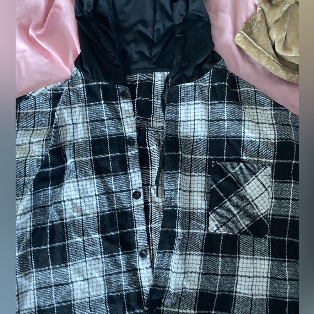 button up flannel with hood